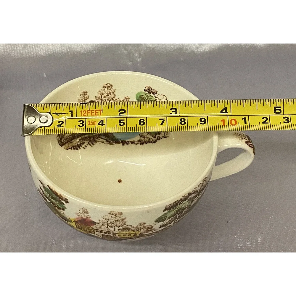 VNTG Nasco Holiday Water Canal Bridge Scene Cup Saucer Set Japan Made PreOwned